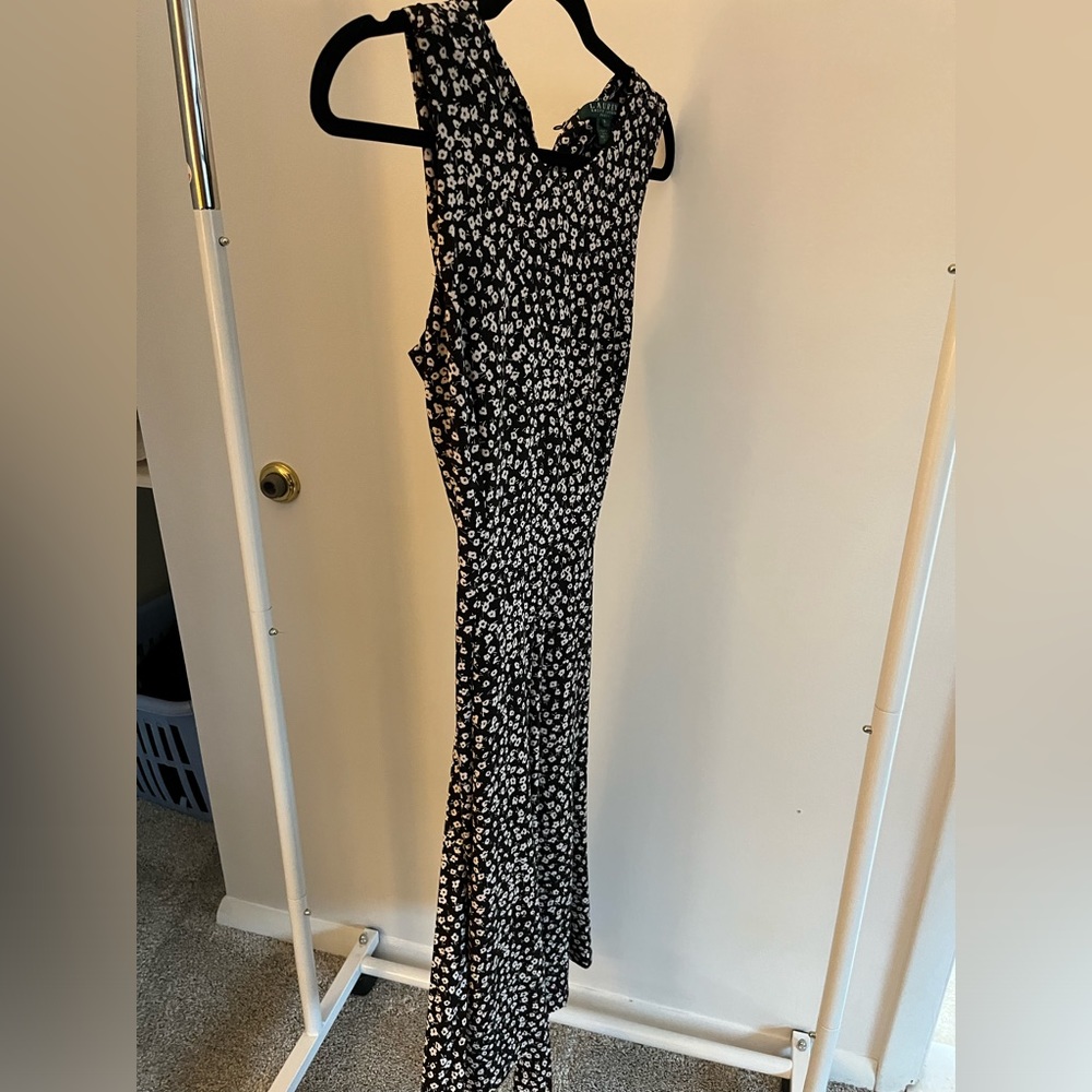 Ralph Lauren black tie waist maxi dress with flowers